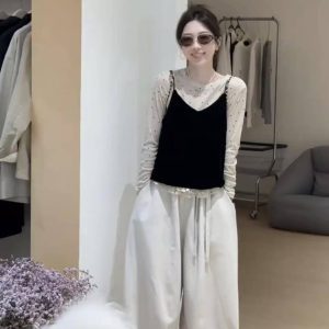 Autumn Polka Dot Vest and Pants Three-Piece Set for Women