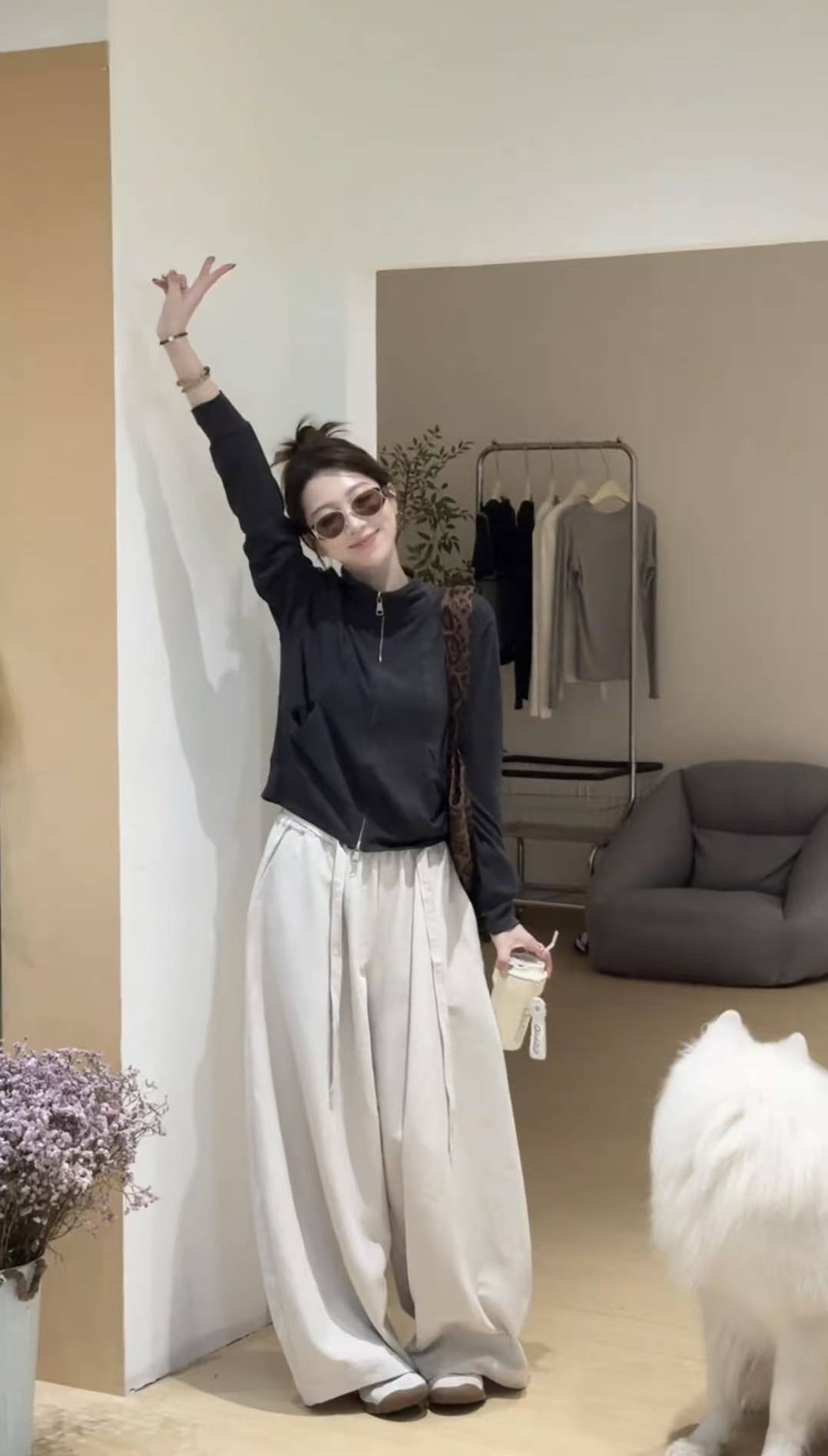 Women's Casual Two-Piece Set Slimming Fall Outfit Top and Bubble Pants - Image 2