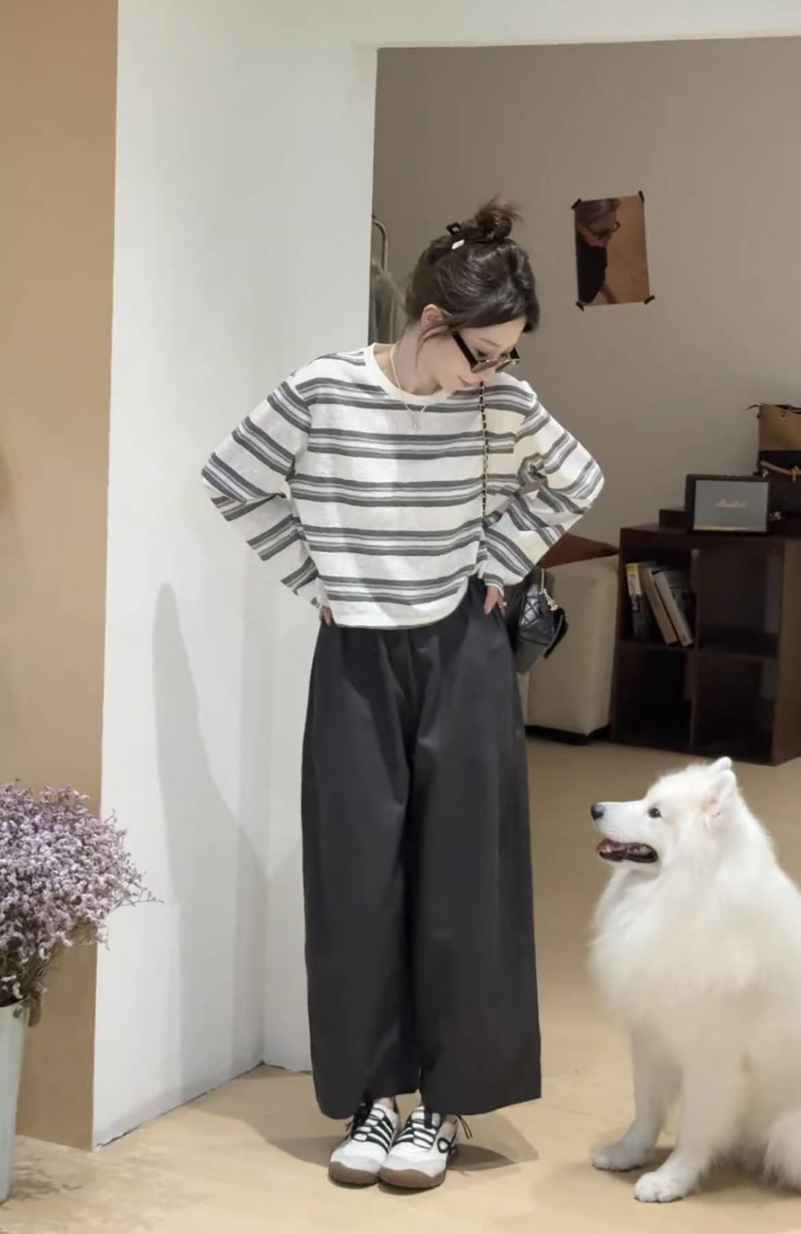 Women's Autumn Casual Striped Top and Cropped Pants Two-Piece Set - Image 2