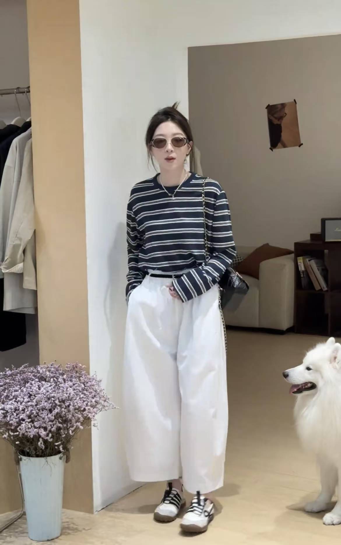 Women's Autumn Casual Striped Top and Cropped Pants Two-Piece Set - Image 3