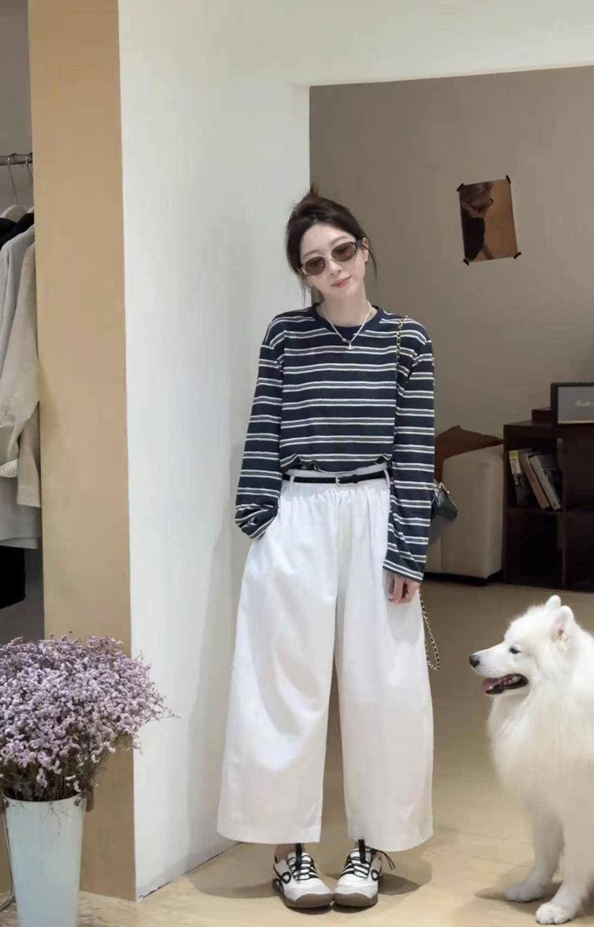 Women's Autumn Casual Striped Top and Cropped Pants Two-Piece Set - Image 4