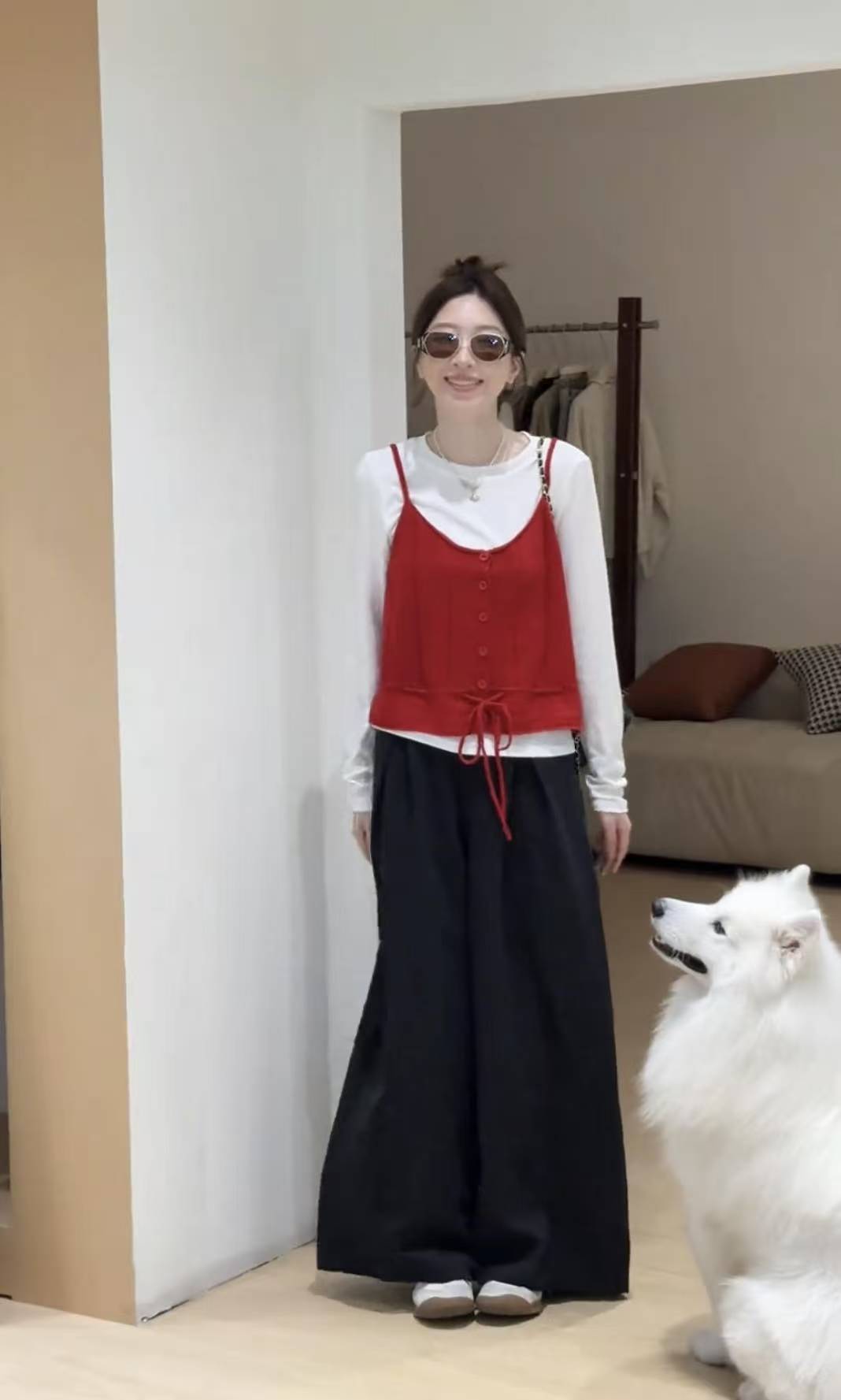 Korean Style 3-Piece Women's Set: Tank Top, Base Layer, Wide-Leg Pants - Fall 2025