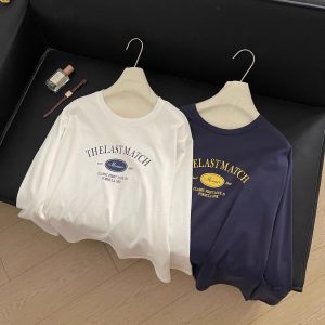 2026 Korean Style Long Sleeve Print T-Shirt for Women Loose Plus Size - Style 5bce0f