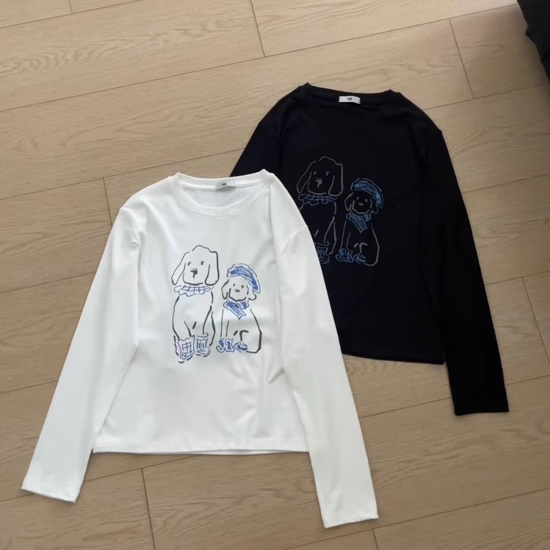 2026 Korean Style Long Sleeve Print T-Shirt for Women Loose Plus Size - Style a5bf23 - Image 5
