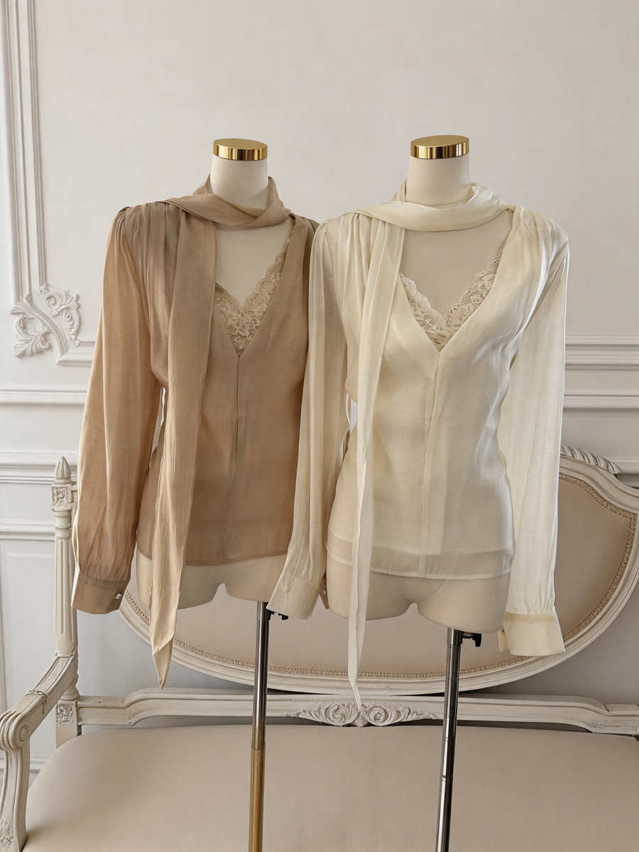 Women's Loose Lace Patchwork Pullover Top with Ribbon