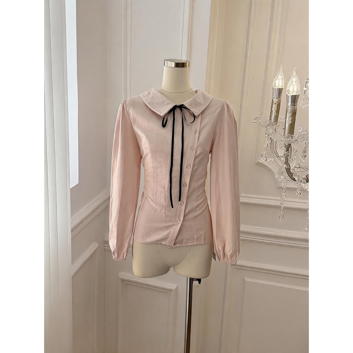 Preppy Lace-Up Doll Collar Shirt Women's New Long Sleeve Loose Niche Design Top - Style 36b95d - Image 5