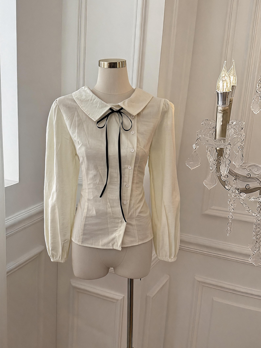 Preppy Lace-Up Doll Collar Shirt Women's New Long Sleeve Loose Niche Design Top - Style 36b95d - Image 3