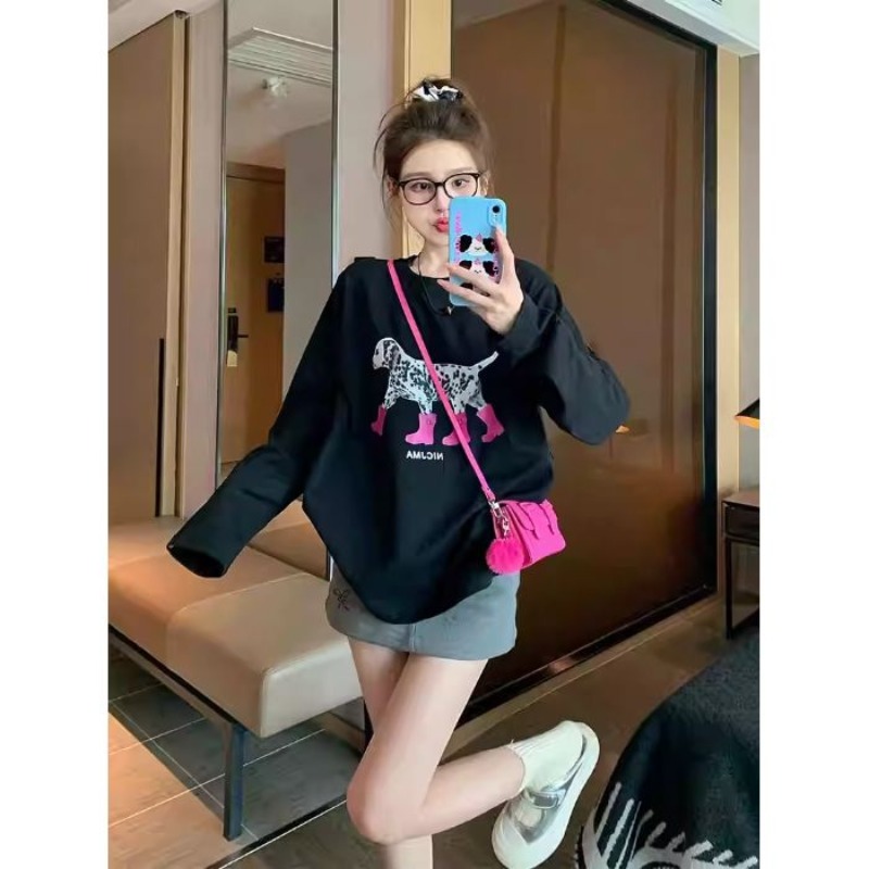 2026 Korean Style Long Sleeve T-Shirt for Women Loose Plus Size Print - Style 37a1ab - Image 5