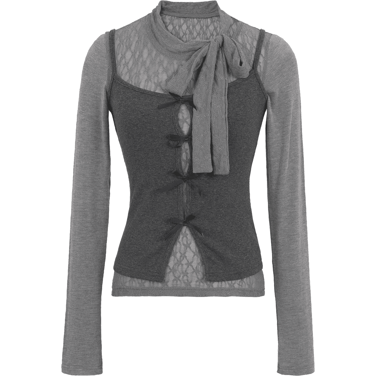 Korean Style Gray Two-Piece Long Sleeve Top for Women Fall 2026 - Image 5