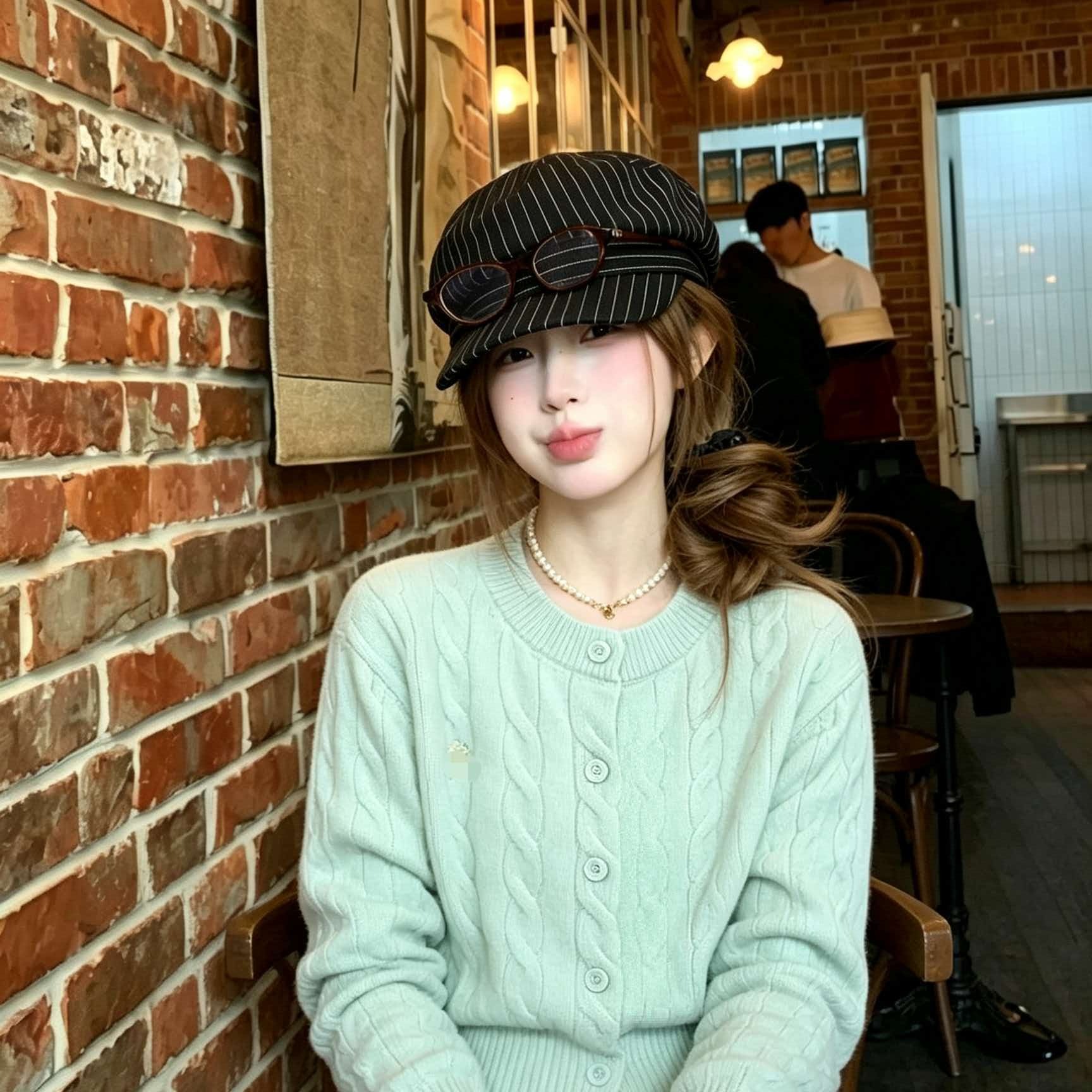 Korean Mint Green Cable Knit Cardigan Sweater Coat for Women Winter Thick Loose Casual Top - Image 5