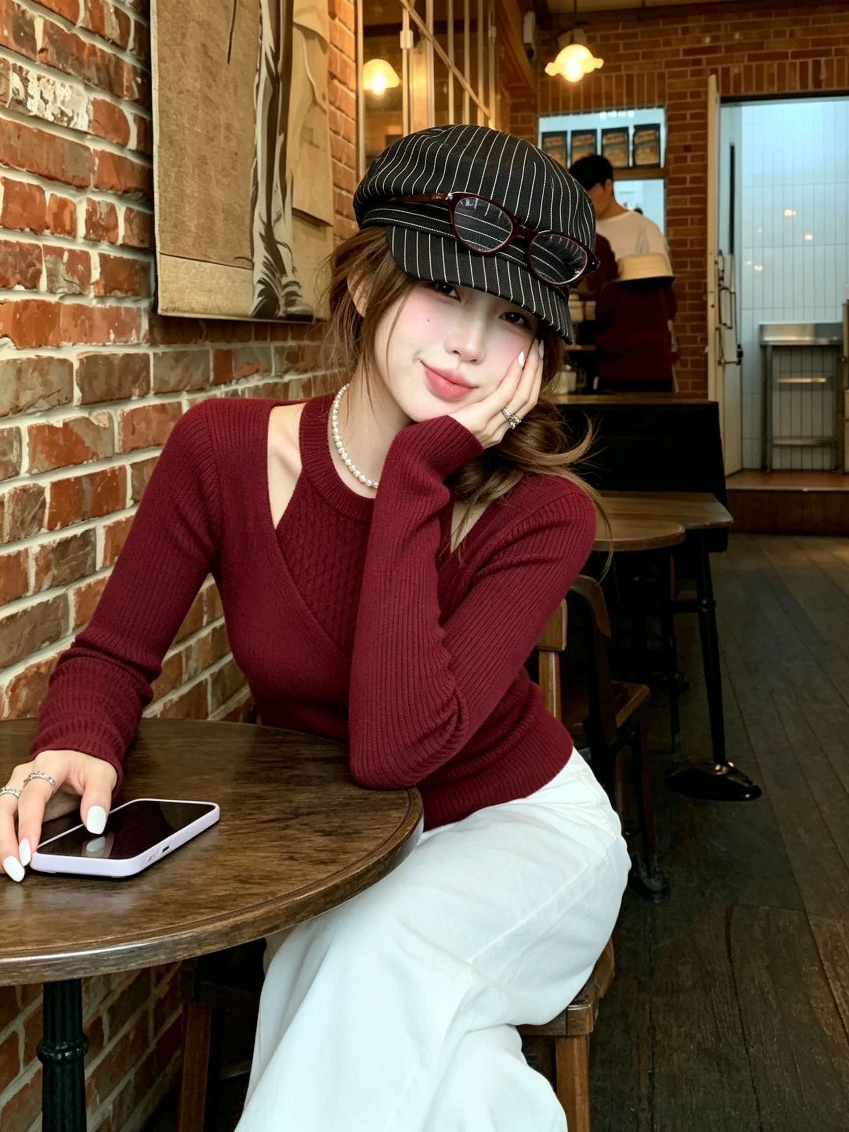 Women's Faux Two-Piece Halter Slim Knit Sweater 2026 Fall Winter - Image 4