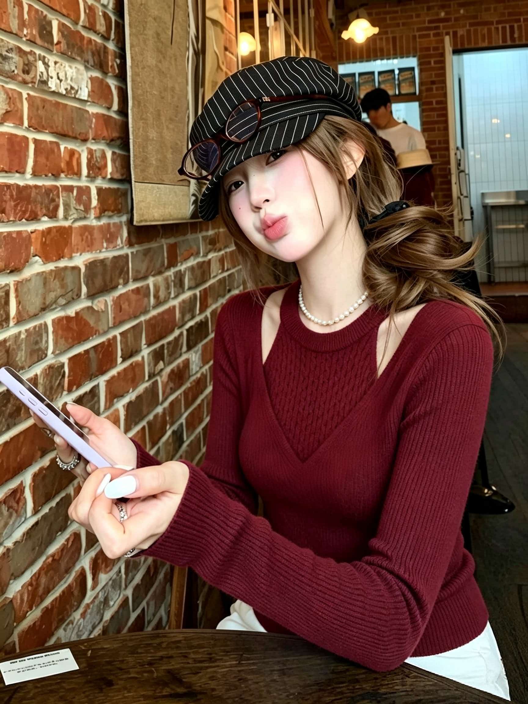 Women's Faux Two-Piece Halter Slim Knit Sweater 2026 Fall Winter