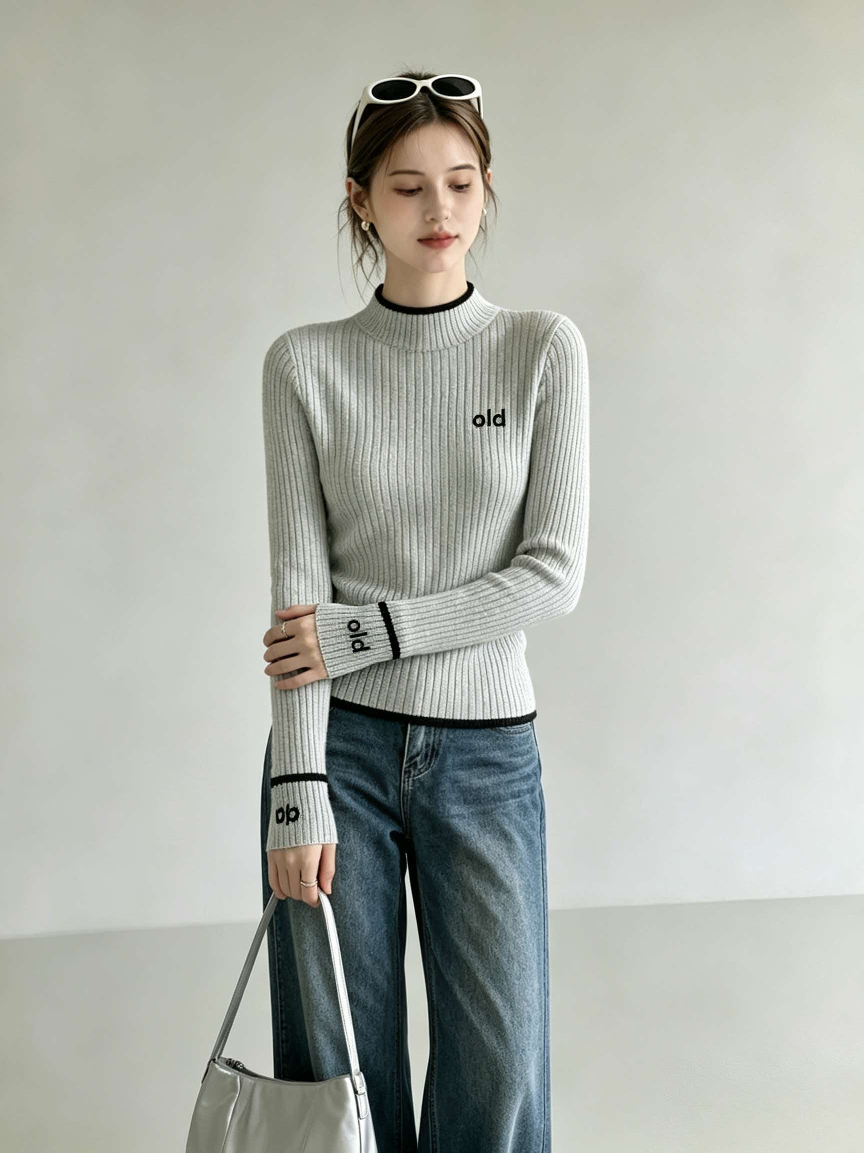 Light Gray Turtleneck Knit Long Sleeve T-Shirt Base Layer Wearable Outside 2026 New Fall Korean Top - Image 3