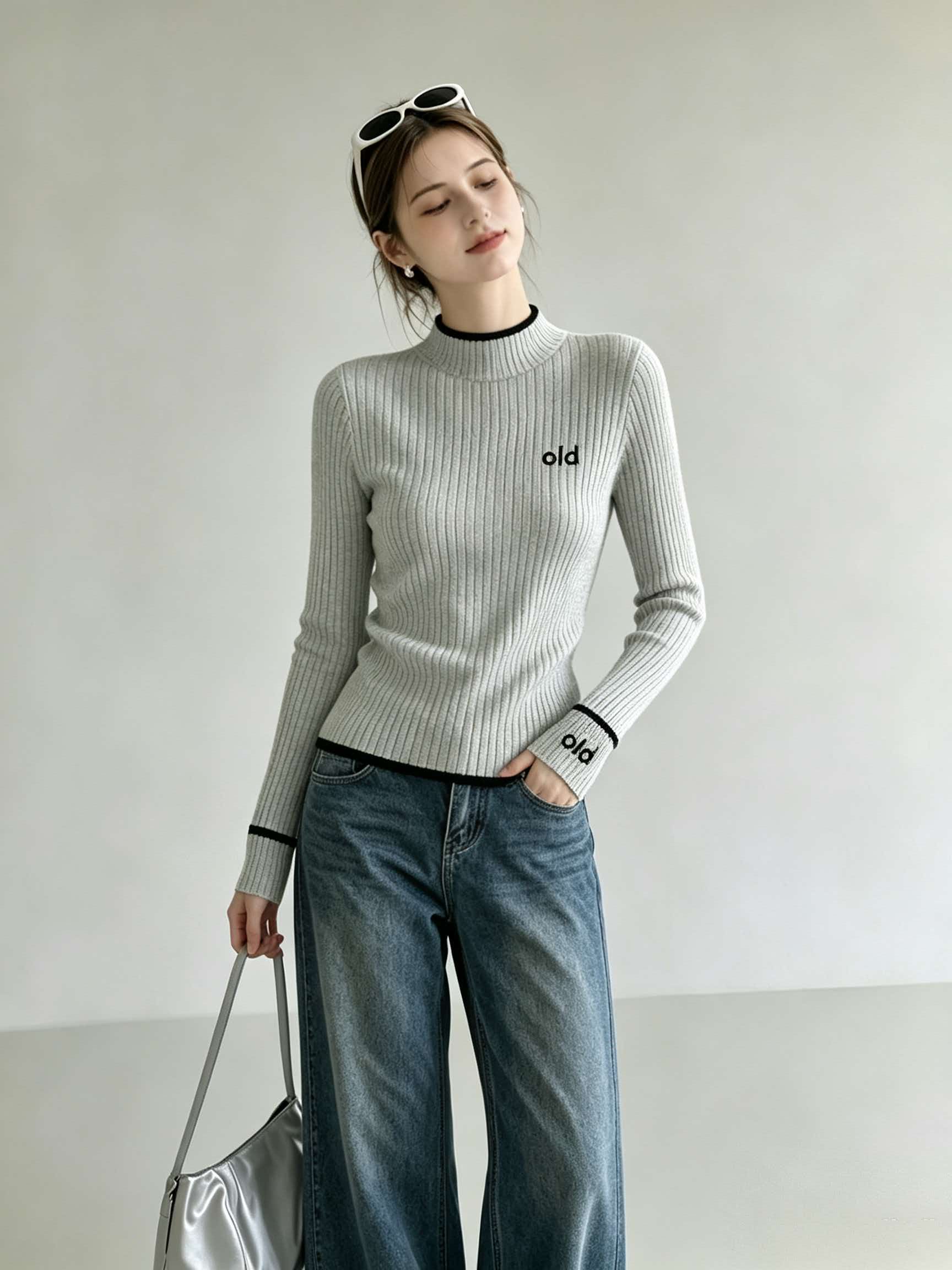 Light Gray Turtleneck Knit Long Sleeve T-Shirt Base Layer Wearable Outside 2026 New Fall Korean Top - Image 4