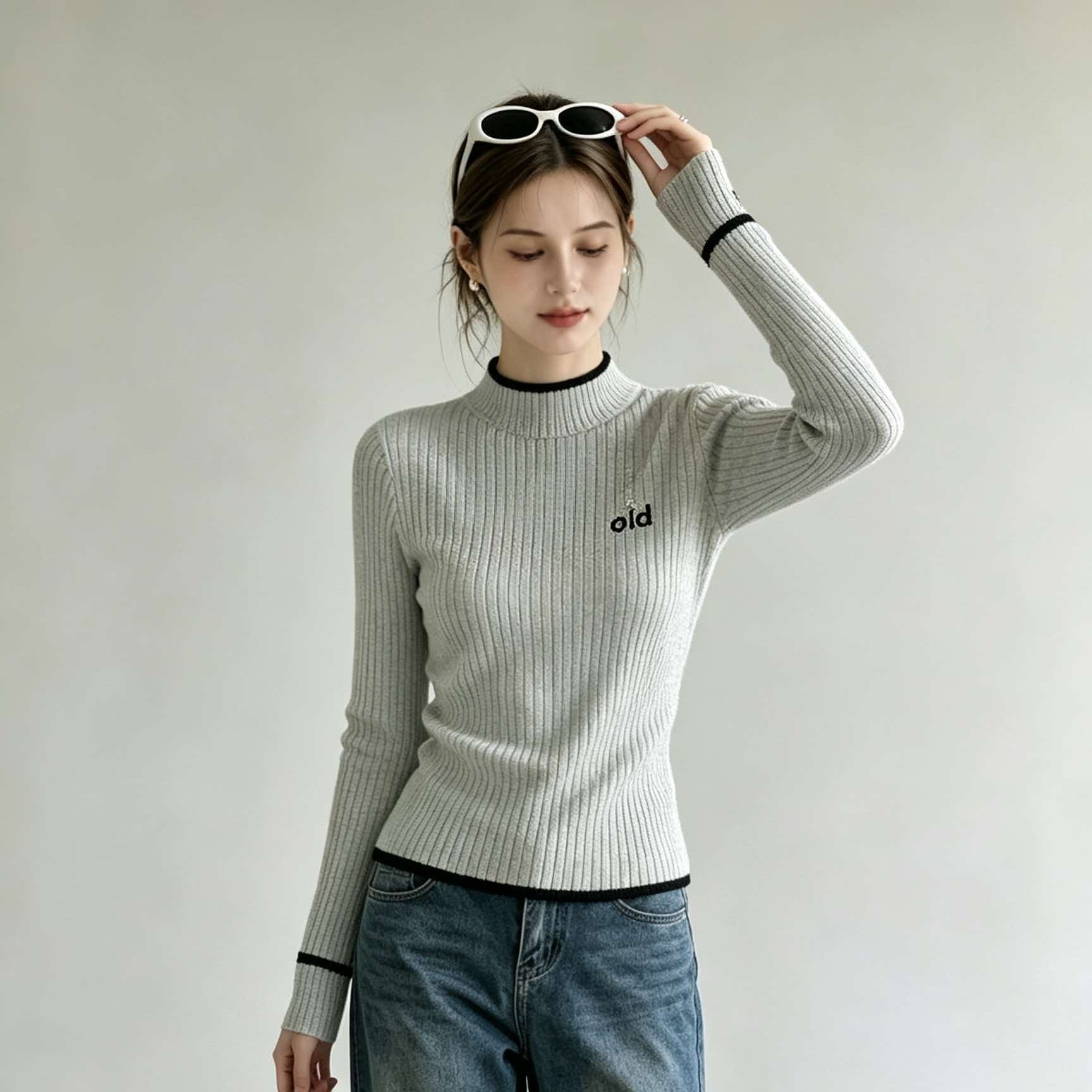 Light Gray Turtleneck Knit Long Sleeve T-Shirt Base Layer Wearable Outside 2026 New Fall Korean Top - Image 5