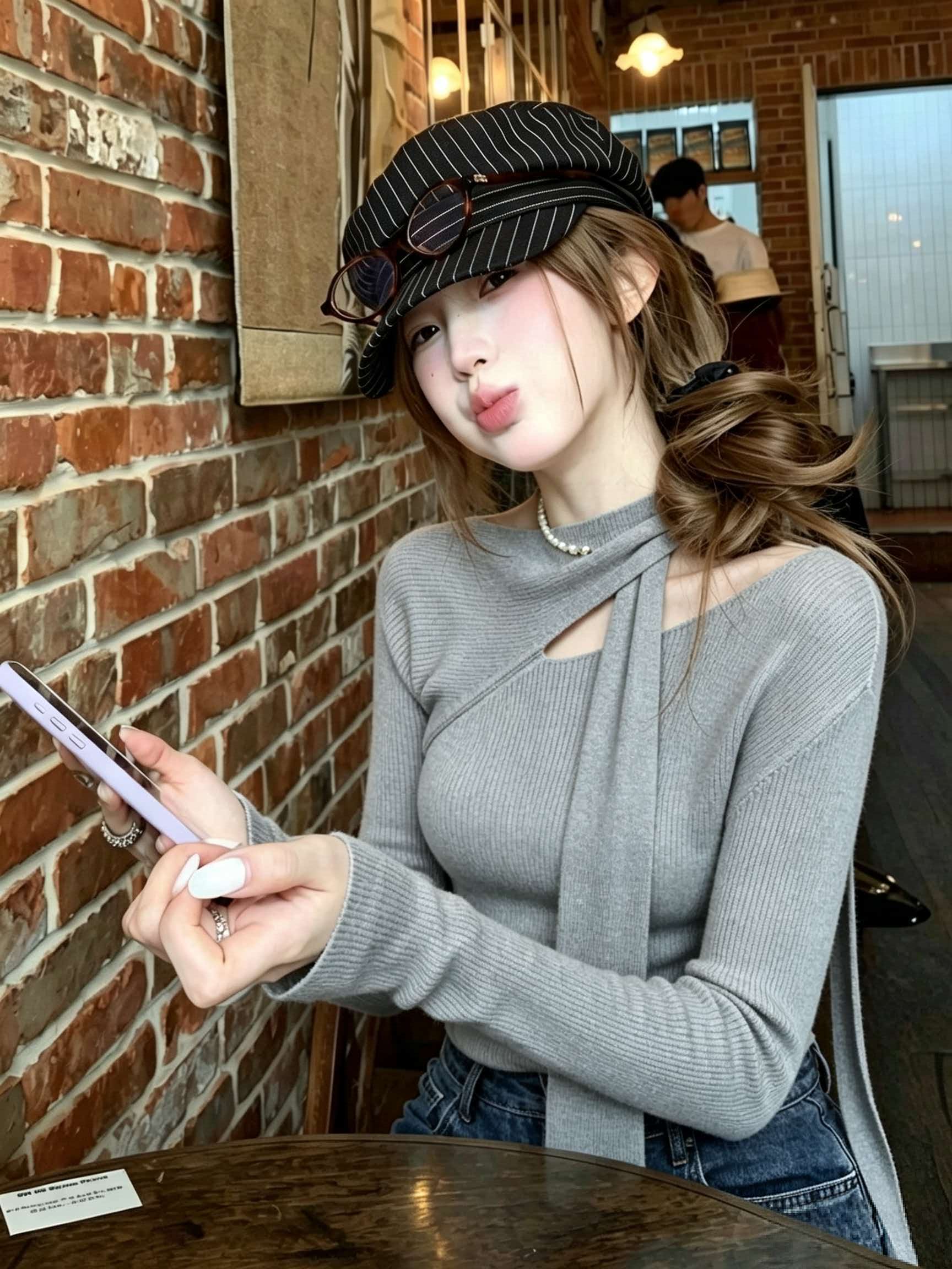 White Irregular Halter Ribbon Knit Sweater Women 2026 Early Autumn New Inner Base Top - Image 2